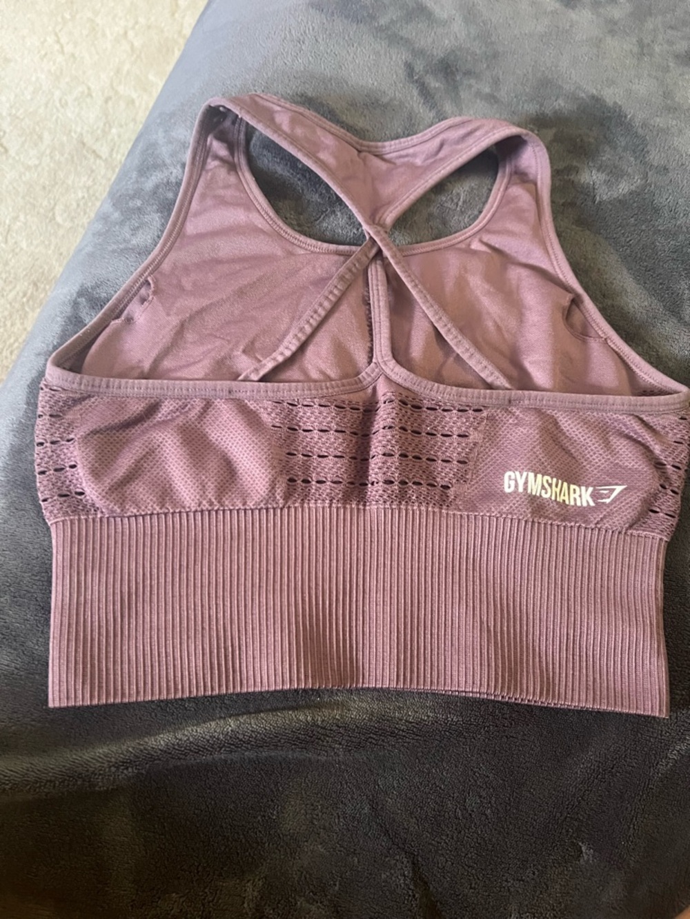 Gymshark Mauve Racerback Sports Bra with Ribbed Underband